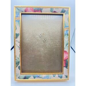 Intercraft Vintage Floral Picture Frame Gold Trim 5x7 Tabletop Easel Back